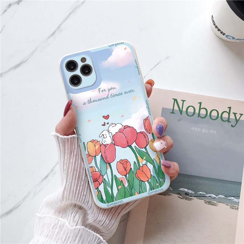 Ốp iphone cạnh vuông kiss flower ốp lưng iphone bảo vệ cam 6/6splus/7/7plus/8/8plus/x/xr/xs/11/12/13/pro/max/plus/promax