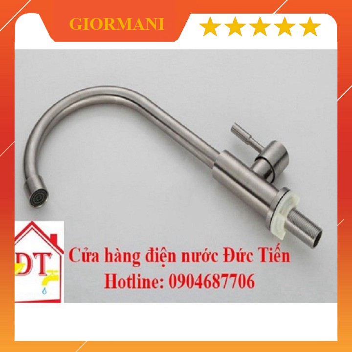 Vòi đơn lạnh chậu rửa bát, chén inox 304 tặng kèm đầu vòi rửa dây dài và dây cấp inox VRB902-DV02