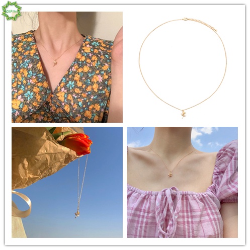 Vòng cổ mặt hình hoa hồng màu vàng phong cách Hàn Quốc đơn giản thời trang cho nữ