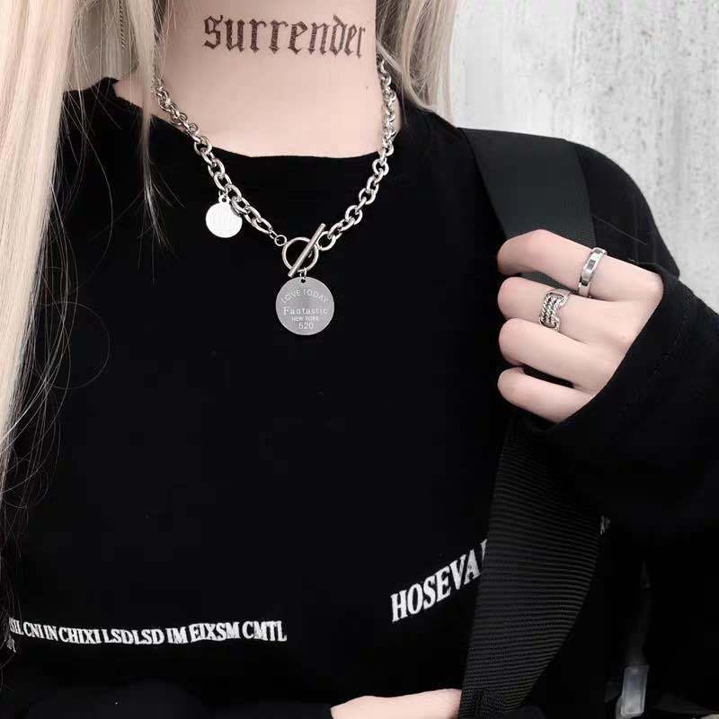 Vòng cổ Hai Lớp Thiết Kế Đơn Giản Phong Cách Hip Hop Mới Cho Nữ