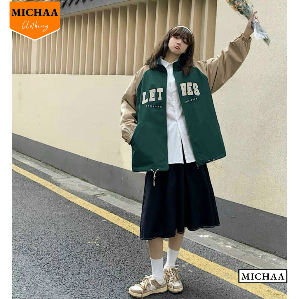 Áo Khoác Bomber Dù LETHES Nam Nữ Form Rộng 2 Lớp, Áo Khoác Ulzzang Unisex Bóng Chày Thời Trang - MICHAA