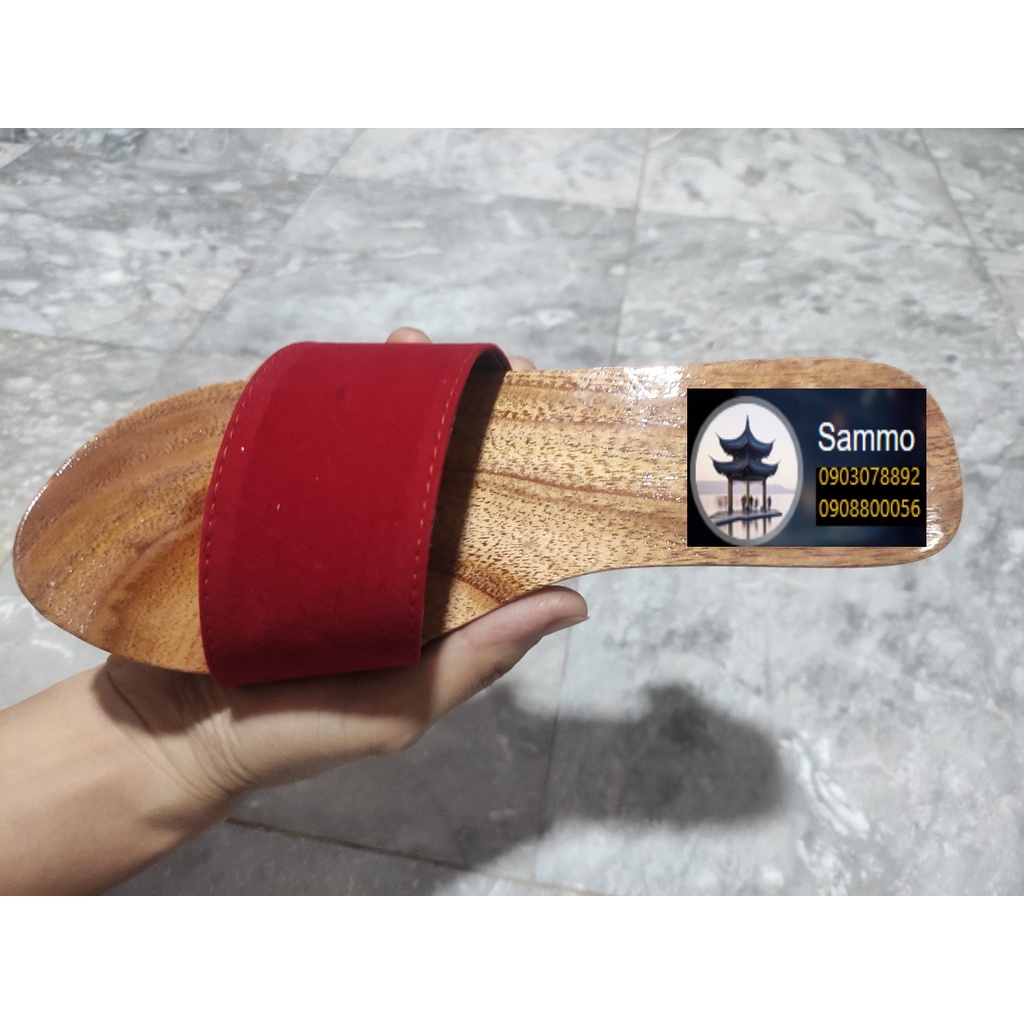 Guốc Gỗ Guốc Mộc Đế Kiểu Cao 7 Phân Quai Nhung