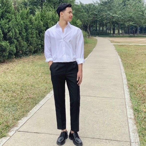 Áo sơ mi trắng phối sọc siêu đẹp