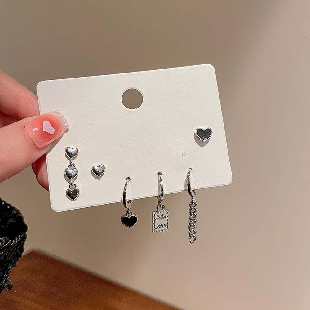 EXPEN Bộ Khuyên Tai Tua Rua Hình Trái Tim Nhỏ Đơn Giản Dễ Thương Cho Nữ