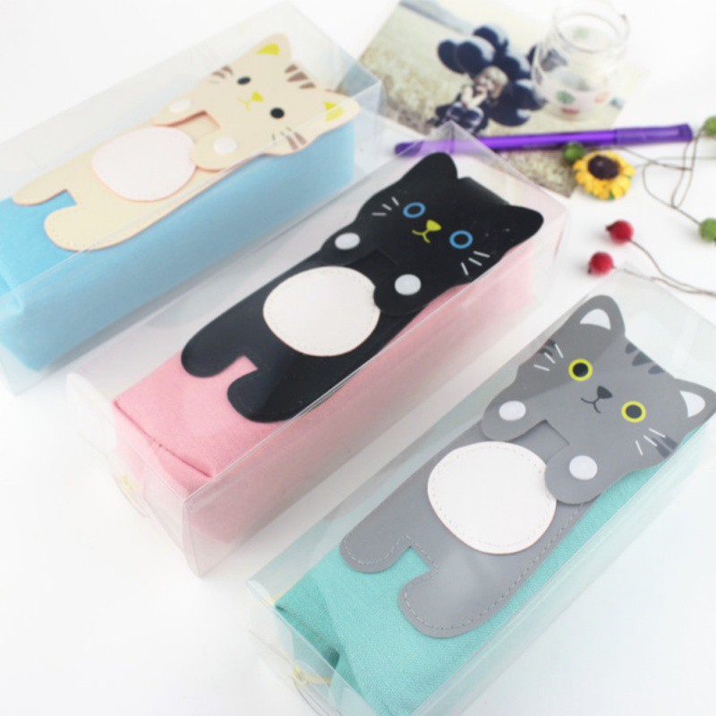 Hộp Bút Canvas Họa Tiết Mèo Hoạt Hình