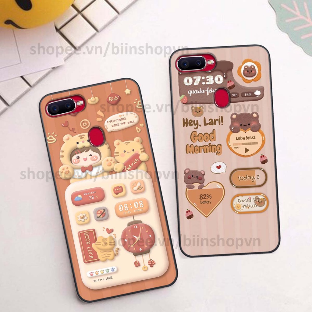 Ốp Oppo A5s / A7 / F9 / A12 in 3D icon gấu nổi siêu xinh, siêu đáng yêu, cá tính phong cách