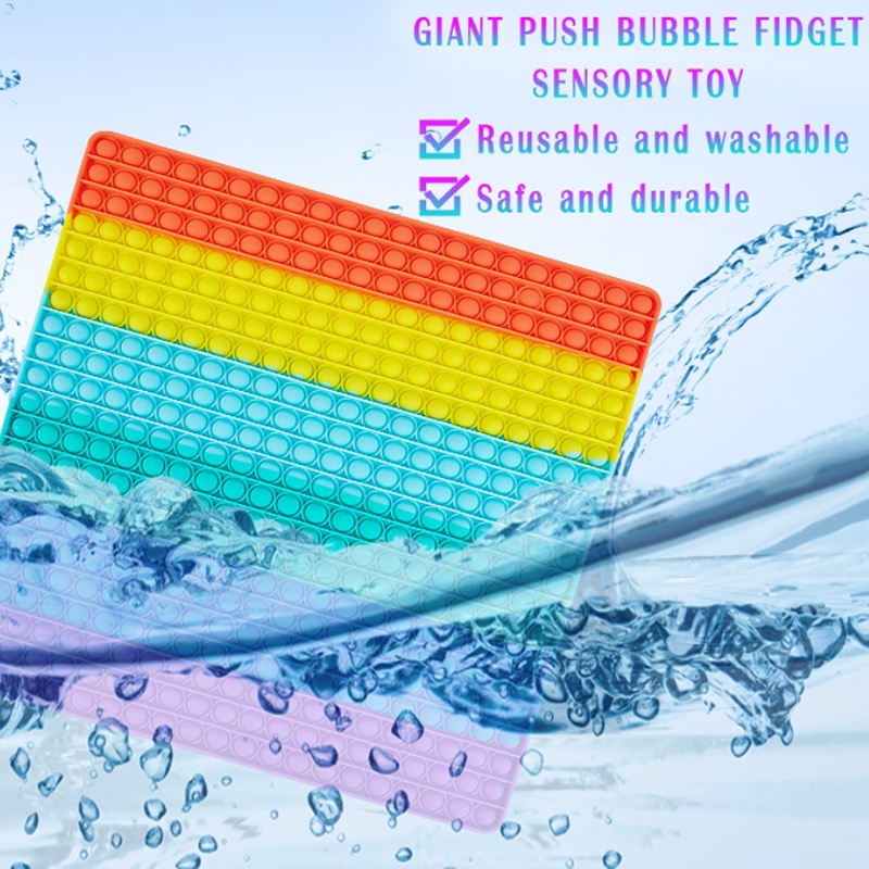 Đồ chơi thư giãn giác quan ấn bong bóng Pop it 50 cm bằng silicon cầu vồng giảm căng thẳng cho người lớn và trẻ em