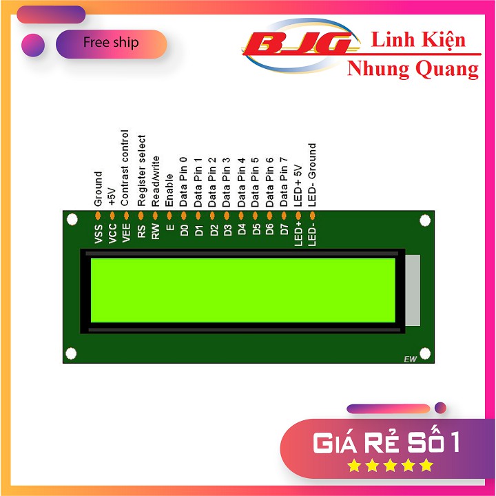 Màn Hình LCD 16x2 3.3-5V - linh kiện điện tử 3m