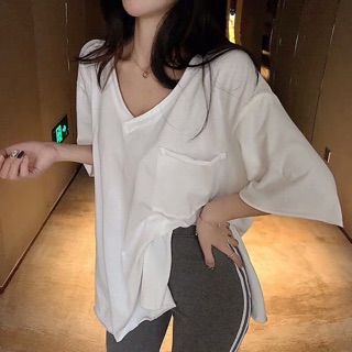 🔆(Có ảnh thật) Áo thun xẻ tà túi ngực 🔆