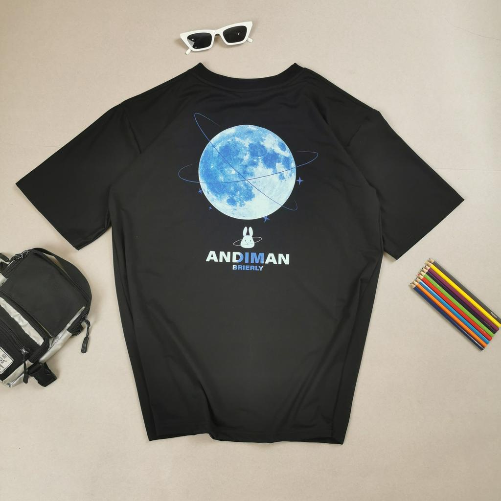 Áo thun Unisex tay lỡ form rộng in hình mặt trăng, áo phông nam nữ Freesize vải Cotton cao cấp tay lửng JTeeMan - JT30