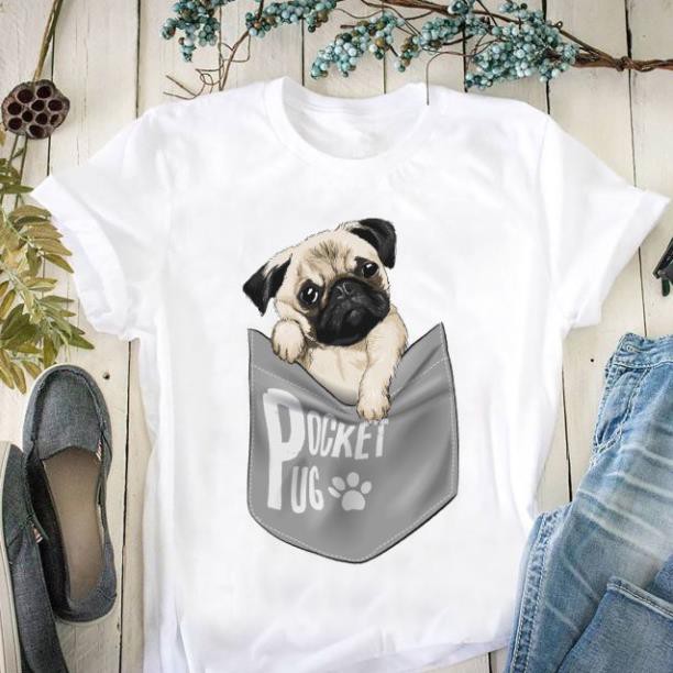 [ NHẬP AOTHP20XU ] Hoàn 20% Xu _ ÁO THUN UNISEX HÌNH HÌNH CHÓ MẶT XỆ PUG DOG TRONG TÚI