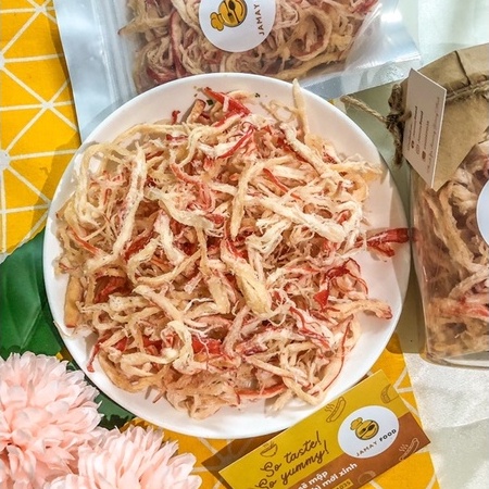 Khô mực xé sợi hấp nước dừa mềm ngọt thơm ngon đặc biệt | Ăn Vặt Jamay Food