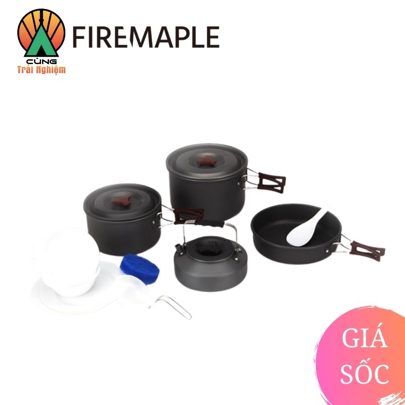 [CHÍNH HÃNG] COMBO Nồi Chảo Nấu Ăn 4 Trong 1 Fire Maple FMC-209 Gọn Nhẹ Chuyên Dụng Cho Dã Ngoại, Cắm Trại Ngoài Trời