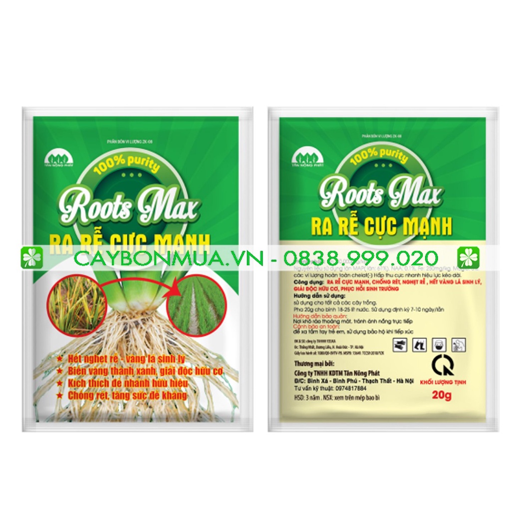 ROOTS MAX- kích rễ, nuôi rễ, ra rễ cực mạnh- khối lượng 20g