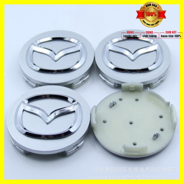 Logo chụp mâm bánh xe Mazda MAD57 Đường kính ngoài 57mm, Nhựa ABS