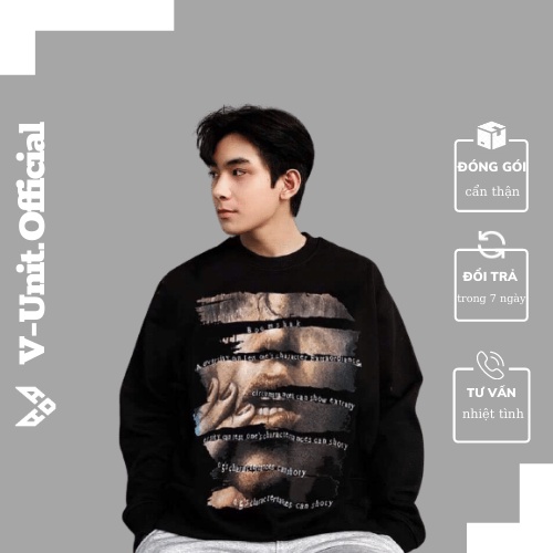 Áo Sweater Nỉ Dài Tay Form Rộng Unisex Họa Tiết In Street Style Siêu Chất