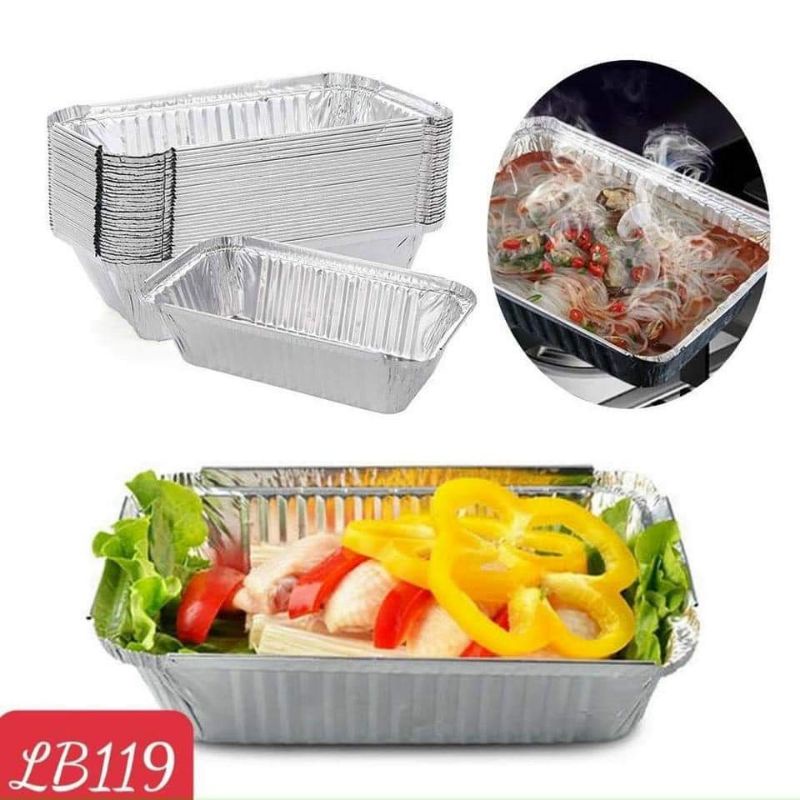 Khuôn giấy bạc nấu,nứơng đồ ăn hình chữ nhật 1 sét 10 cái