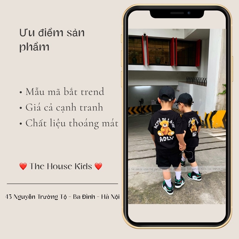 Áo phông bé trai THE HOUSE KIDS - Áo thun cho bé hoạ tiết hình gấu