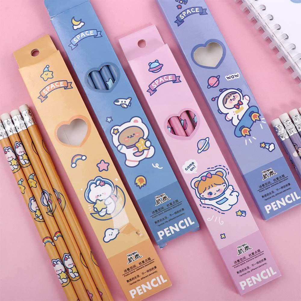 Bút Chì Gỗ HB Vẽ Phác Thảo Hoạ Tiết Phi Hành Gia Hoạt Hình Chất Lượng Cao