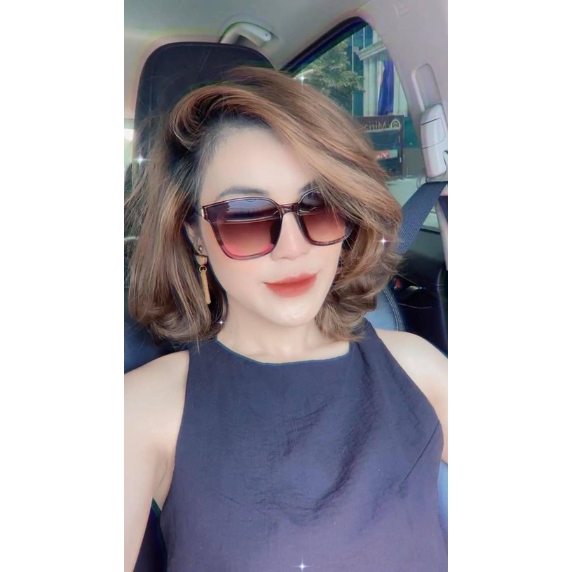 Kính mát nam nữ Trangnâu chống UV400, thiết kế mắt vuông dễ đeo, màu sắc thời trang 6035 nâu đậm