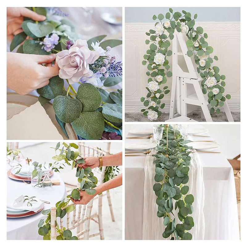 Set 10 Dây Lá Bạch Đàn Nhân Tạo Dùng Để Trang Trí 60Ft