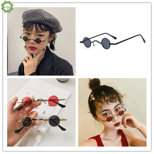 Kính mát gọng tròn nhỏ phong cách hip hop thời trang cho nam nữ kính chữ v nhiều màu