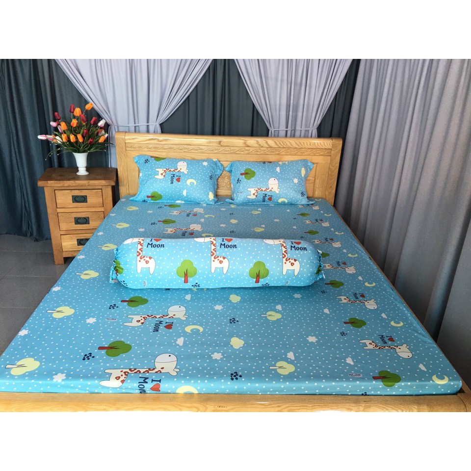 Bộ Drap Thun Hàn Quốc mát lạnh { 4 món } , chọn size/ màu , chất liệu thun Hàn Quốc mát mềm mát