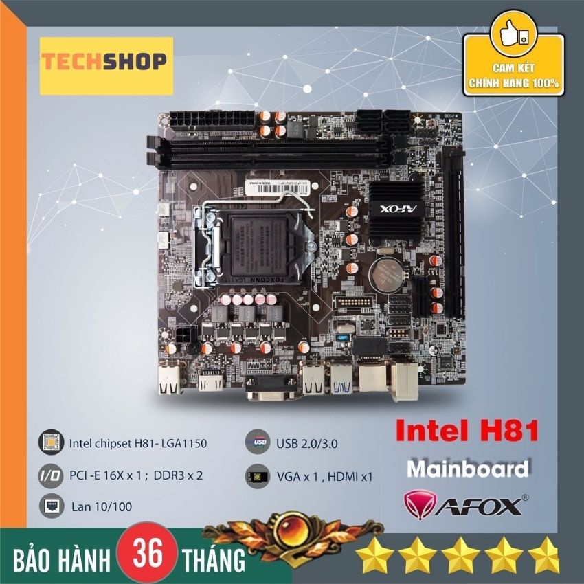 Main H81 H61 AFOX ,Bo mạch chủ máy tính hàng Mới Full box Chính hãng - Bảo Hành 36 Tháng