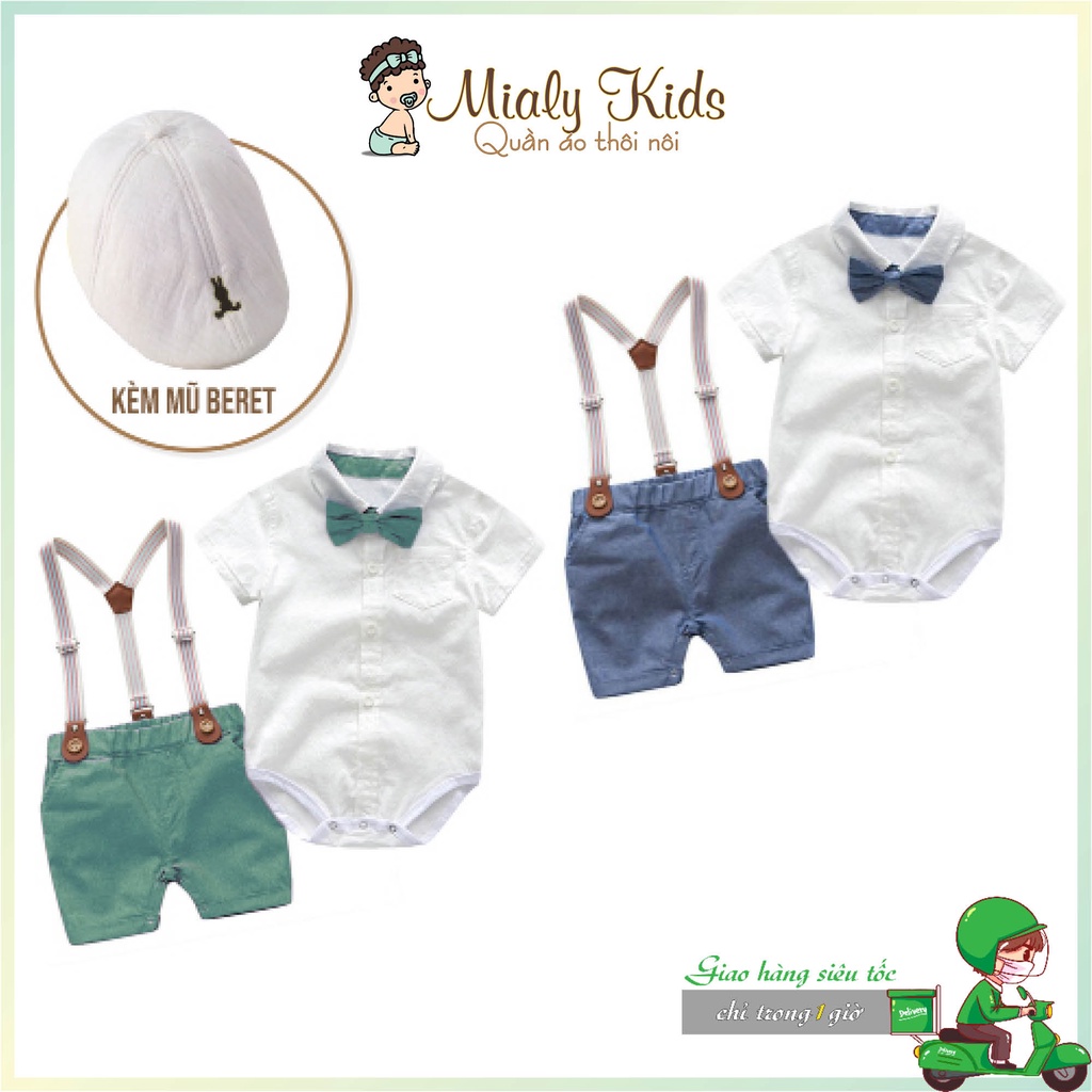Quần áo trẻ em Mialy kids, Set yếm công tử cho bé trai mặc đầy tháng, thôi nôi, đi tiệc  - Vải mềm mại, thoáng