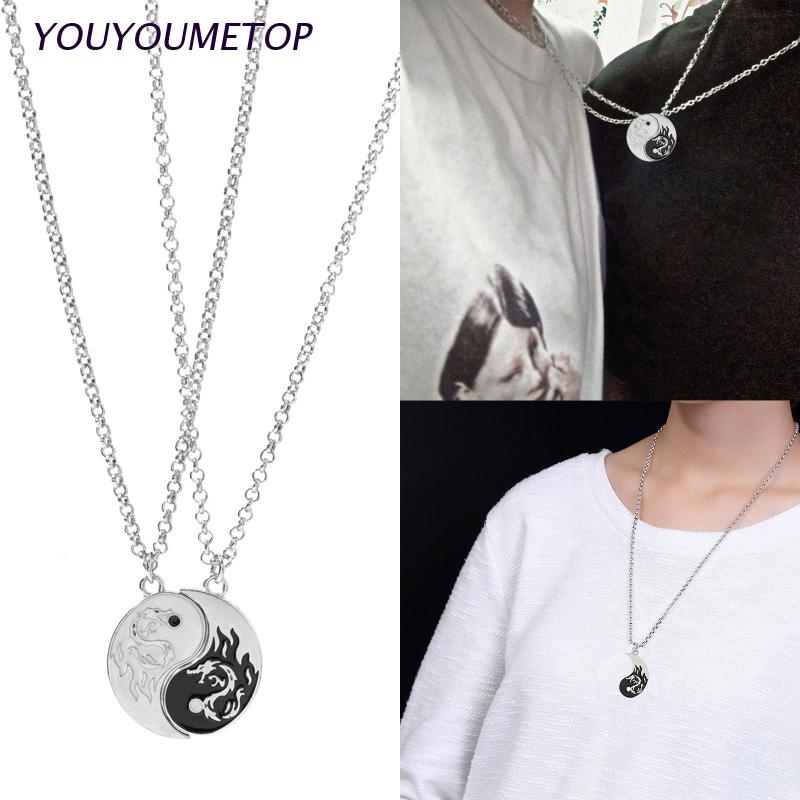 Vòng cổ mặt ghép hình âm dương phối hình rồng thời trang cho cặp đôi