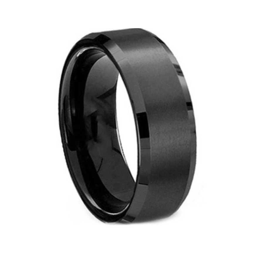 Nhẫn vàng đen đánh bóng đơn giản cá tính cho nam