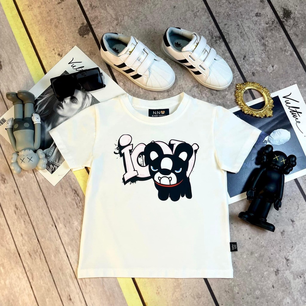 Áo thun tay lỡ, cổ tròn cho bé và gia đinh họa tiết icon vải cotton mềm mịn, thoáng mát – Sammy_VN