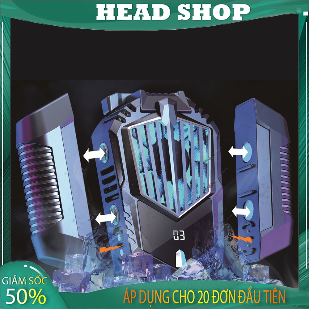 Quạt tản nhiệt gaming 2 PIN SẠC sò lạnh cho điện thoại X3A siêu mát HEAD SHOP