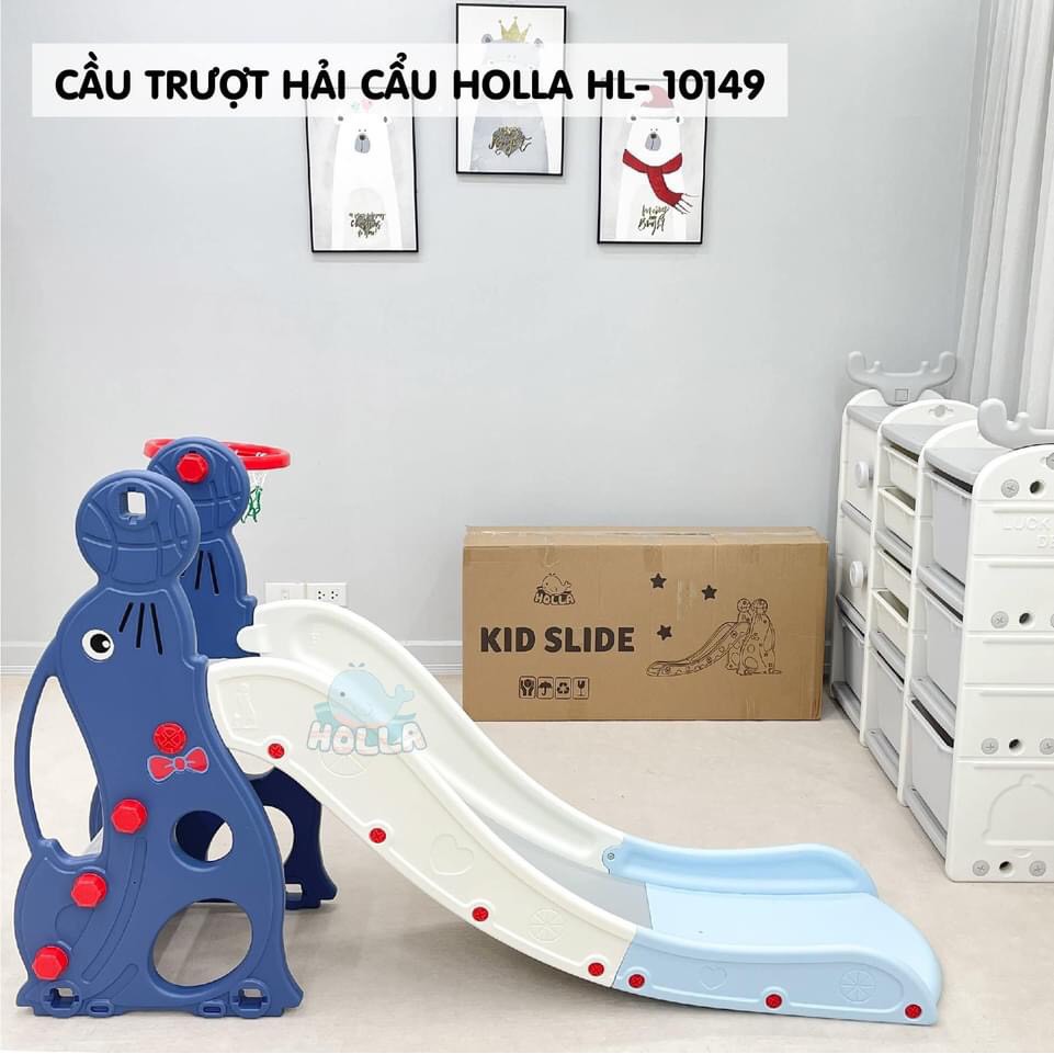 CẦU TRƯỢT ĐƠN - BÓNG RỔ HẢI CẨU CAYABE HOLLA CHO BÉ MÀU XANH DƯƠNG