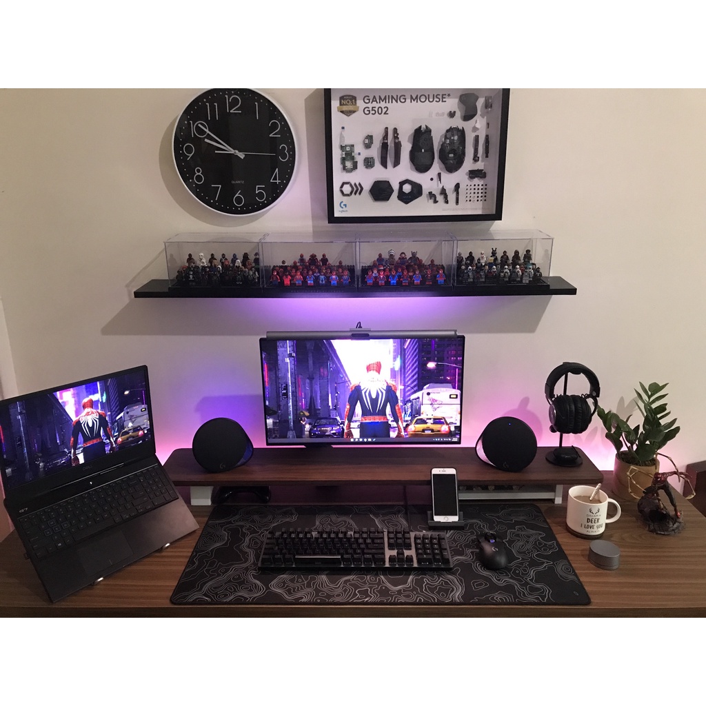 Kê Màn Hình - Gỗ MDF Xám Xi Măng . Chân và hộc có màu Đen - Trắng - Xám