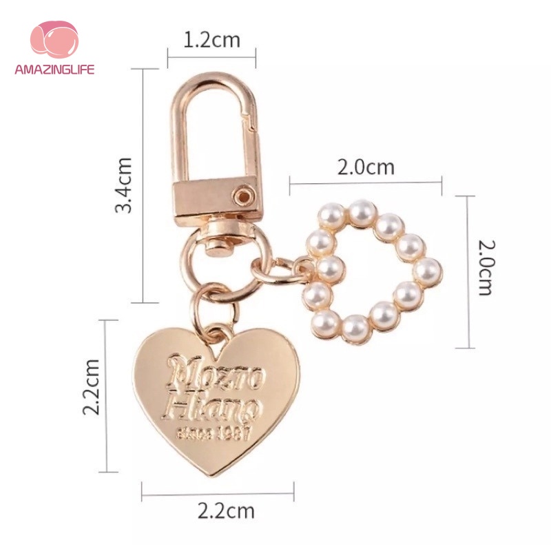 [Amazinglife] Móc Khóa Kim Loại Hình Vỏ Sò / Trái Tim Đính Ngọc Trai Sang Trọng Tinh Tế Thời Trang Cho Nữ