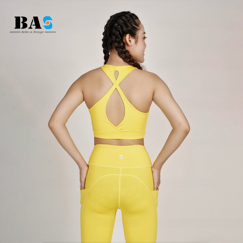 Bộ đồ nữ tập gym yoga aerobic chuyên nghiệp BAS bra 2 lớp kèm quần legging nâng mông - S40-1