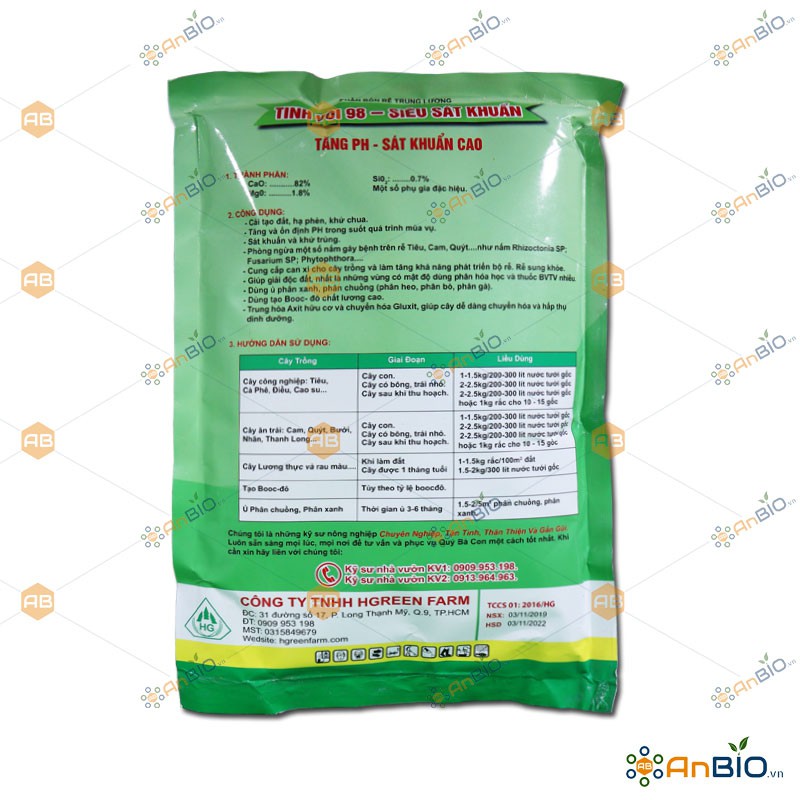 TINH VÔI 98 Gói 1Kg TĂNG PH – SÁT KHUẨN CAO - C3.1031
