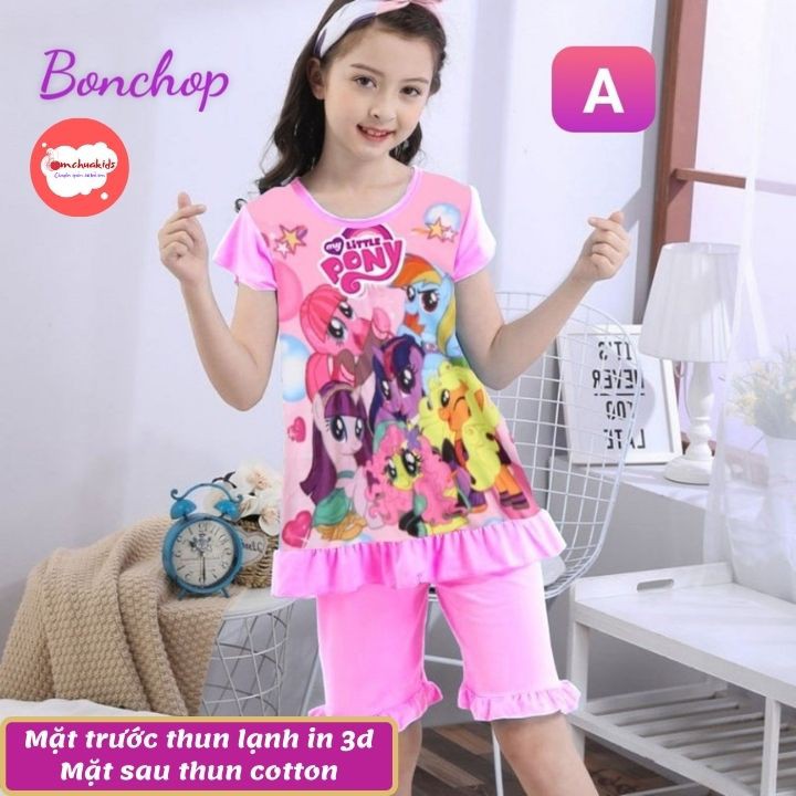 Đồ bộ bé gái lửng hình Pony từ 10-42kg - thun cotton - Giặt không vỡ hình- Tomchuakids
