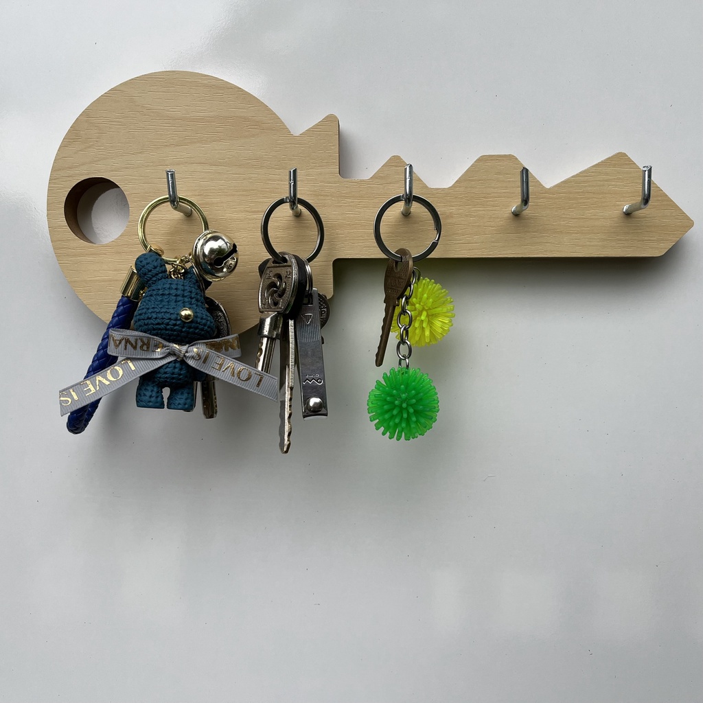 Móc Treo Chìa Khóa Gỗ Dán Tường Decor, Bảng Treo Chìa Khóa Gỗ, Giá Treo Chìa Khóa Gỗ MDF Kích Thước 30x120x1.5cm