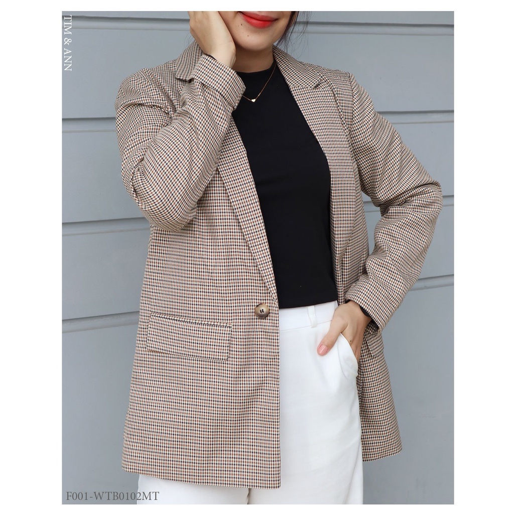 Áo Blazer Nữ 2 Lớp Dáng Suông - Carô 0102MT - Thời Trang Nữ Tim & Ann