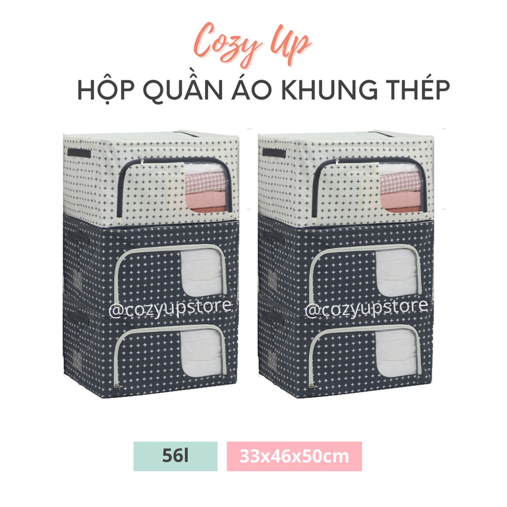 HỘP ĐỰNG QUẦN ÁO CÓ KHUNG THÉP CHỐNG GỈ - SIZE M - 56L