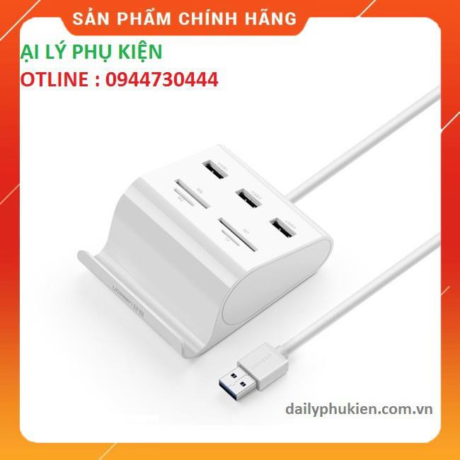 Bộ chia 3 cổng USB 3.0 dài 1m kèm đọc thẻ nhớ SD,TF Ugreen 30344 dailyphukien