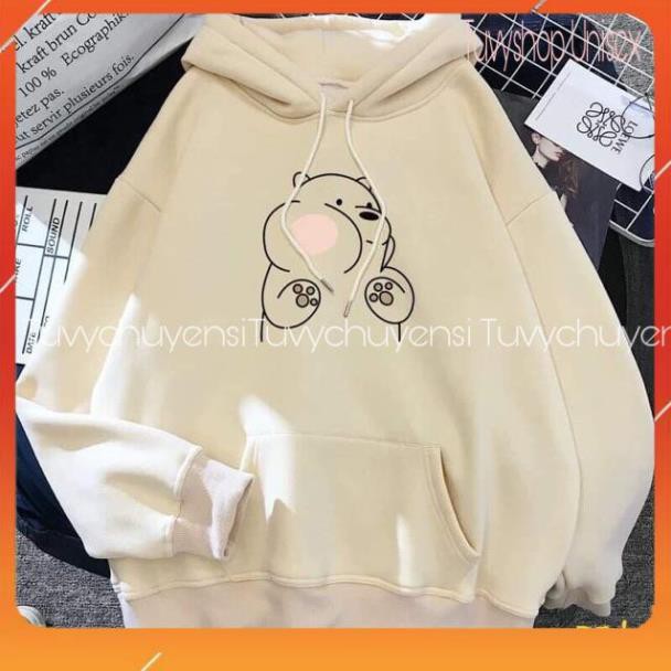 Hoodie nữ TUVYSHOP Áo hoodie gấu má phính nỉ cotton trần bông dày ấm nhiều màu