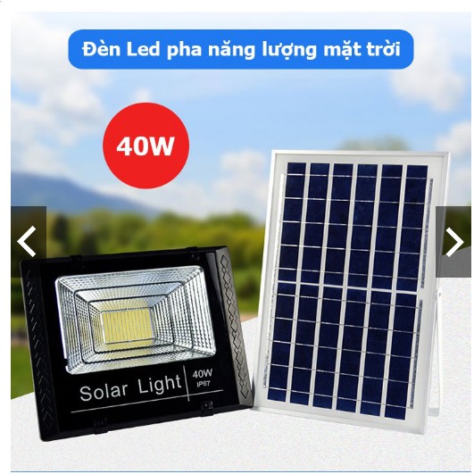 CỰC SÁNG-Đèn pha LED tích điện năng lượng  mặt trời 45W, cảm biến ánh sáng, điều khiển  hồng ngoại từ xa