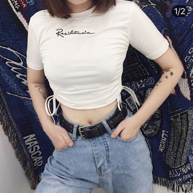 Áo croptop dây rút 2 bên 5 màu chất vải mềm mịn LIKANO CRT59