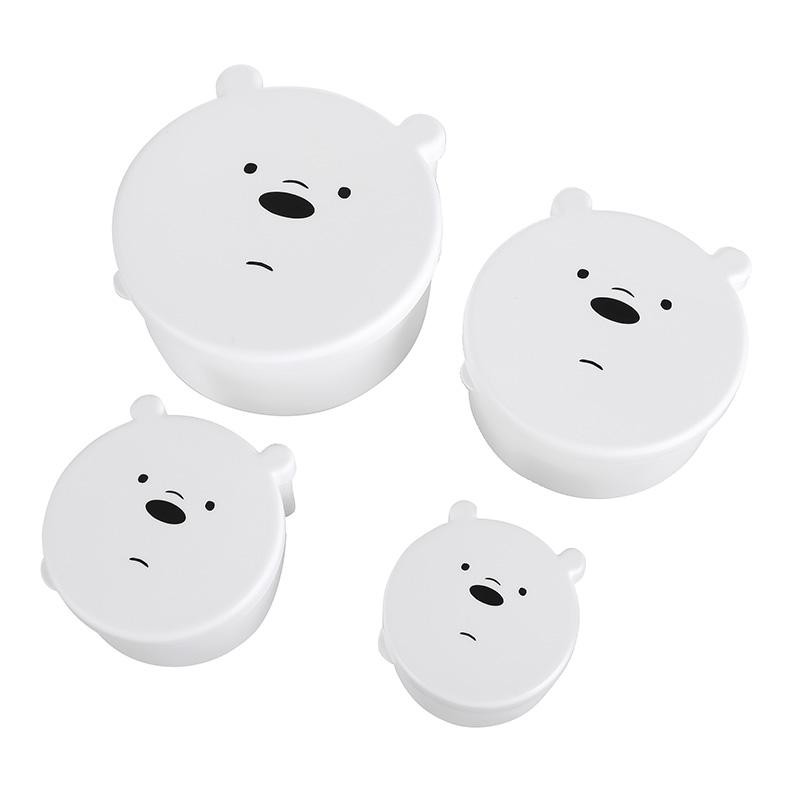 Set 4 hộp đựng thức ăn, thực phẩm anh em nhà gấu We Bare Bears Chúng tôi đơn giản là gấu chính hãng Miniso