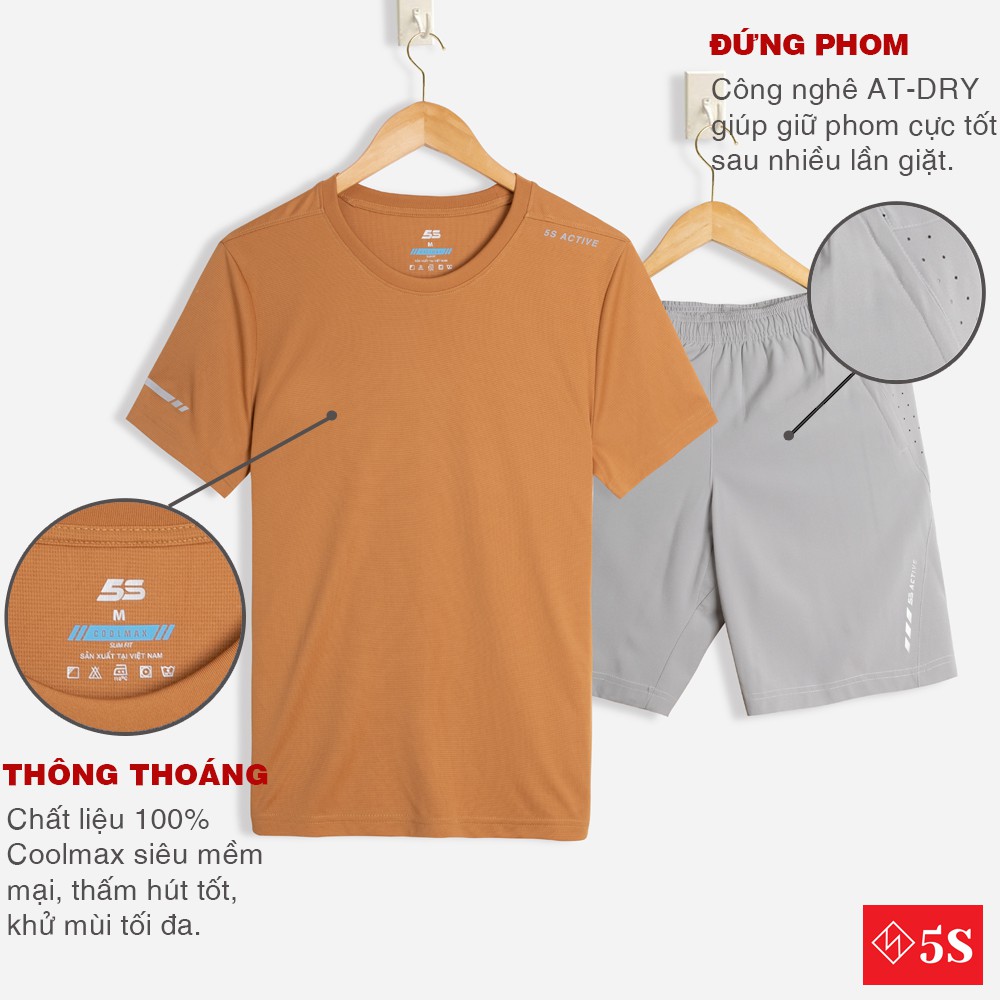 Bộ Đồ Thể Thao Nam 5S (9 màu), Chất Liệu Coolmax, Vải Mềm Mát, Thấm Hút Mồ Hôi Cực Tốt (BTSO21050-04)