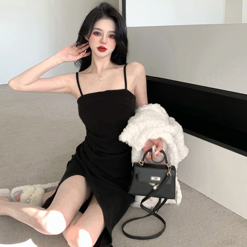 Đầm Hai Dây Ôm Dáng Màu Sắc Trơn Phong Cách Hàn Quốc Thời Trang Cho Nữ