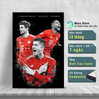 Tranh Cầu Thủ Bóng Đá Lewandowski - Muller - Gnabry, Treo Tường Chuyên Trang Trí Phòng Net